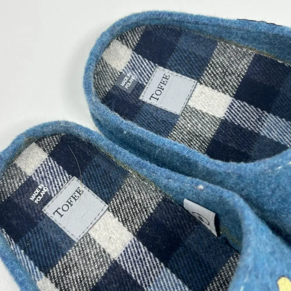 TOFEE Slippers Adult 8 Dog Wool Felt Slides Clogs Mule Slip On Blue Poland